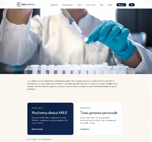 Able Genetic - Website de prezentare pentru servicii medicale