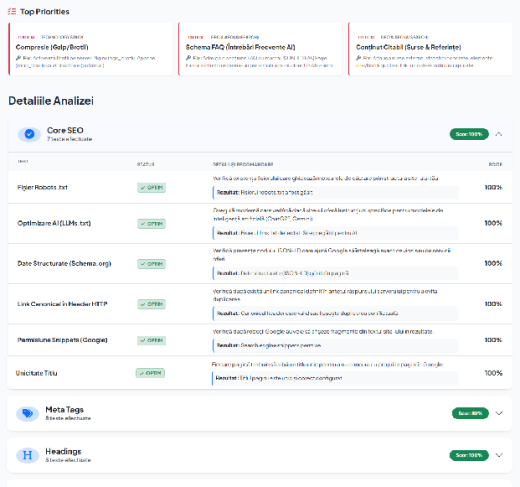Analiză SEO pentru website