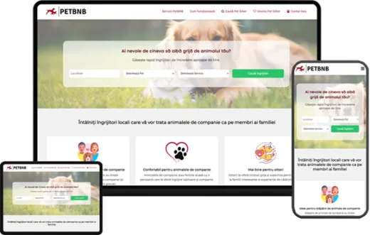 Interfață Marketplace Pet-Care Dezvoltare Novamira